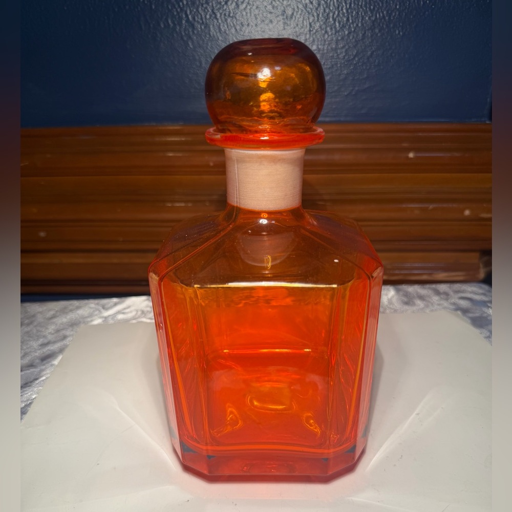 Vintage Cristalli Michelangelo Glass Tangerine MCM Bottle Decanter Italy